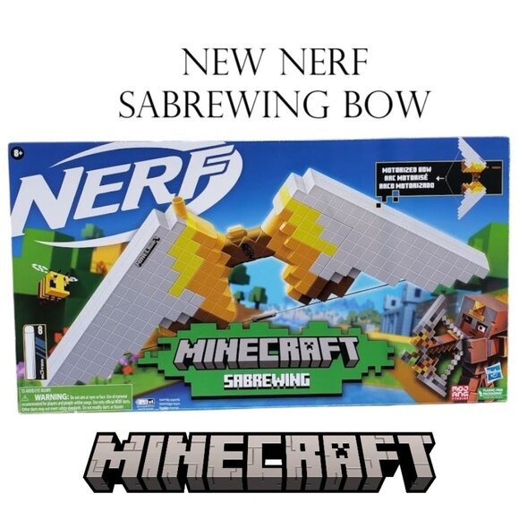 NEW NERF ]Minecraft Dungeons Sabrewing Motorized Blaster Bow Dart Gun